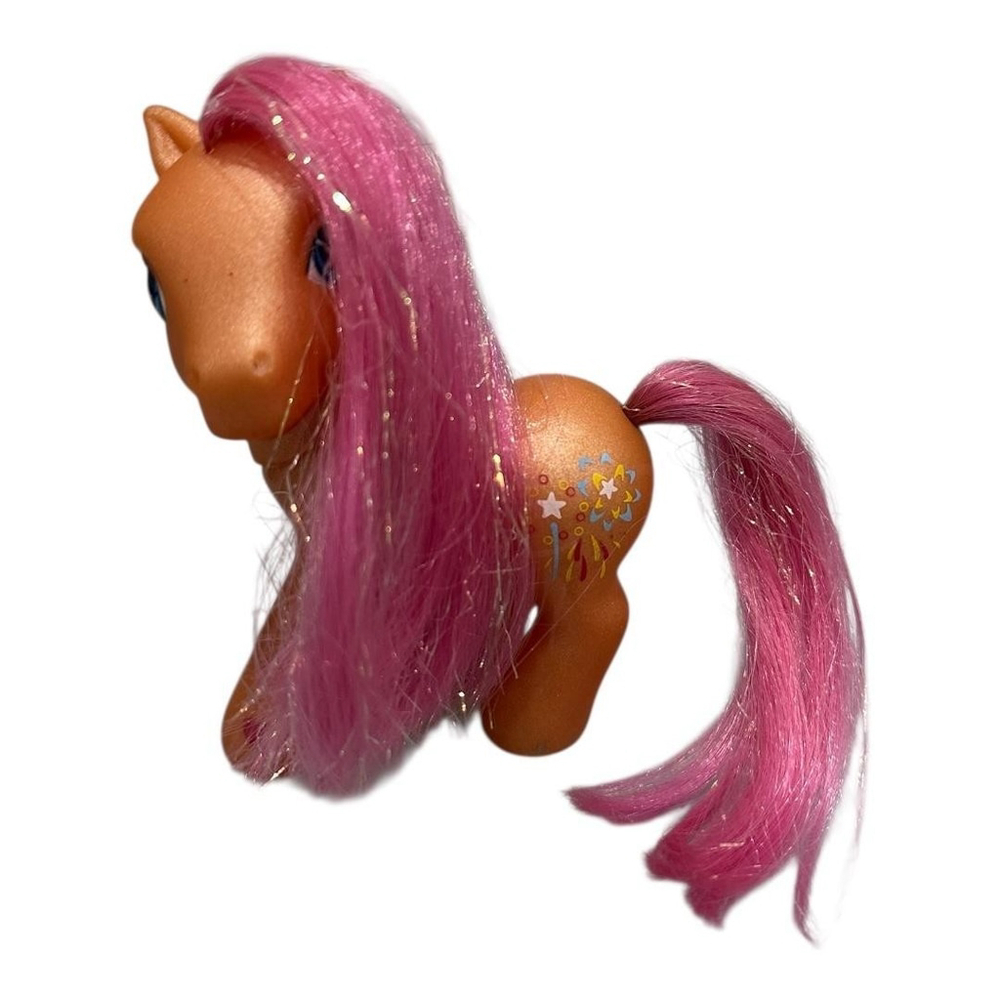 My Little Pony Sparkleworks Orange Pony Figure 3in Pink Hair Hasbro G3 2002